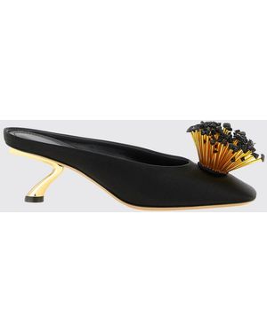 Ferragamo Satin Mules With Application - Black