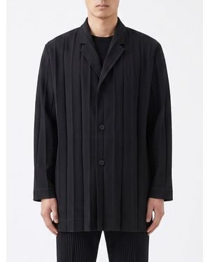 Homme Plissé Issey Miyake Single Breasted Polyester Blazer - Black