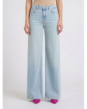 7 For All Mankind Stretch Denim Palazzo Jeans - Blue