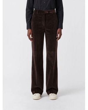 Circolo 1901 High-Waisted Flared Velvet Pants - Black