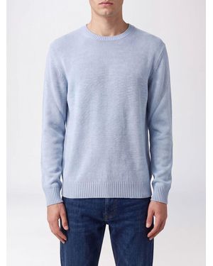 Ballantyne Crew-Neck Merino Wool Sweater With Ribbed Trims - Blue