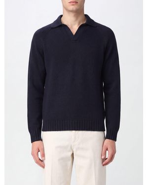 Zanone Knit Polo Jumper - Blue