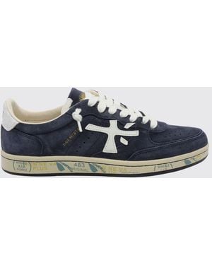Premiata Clay Suede Sneakers With Perforated Toe - Blue