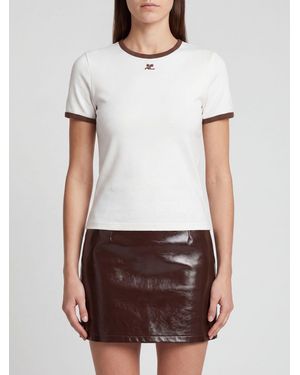 Courreges CourrÈ Ges Slim-Fit Baumwoll-T-Shirt Von Mit Ton-In-Ton-Logo - Weiß