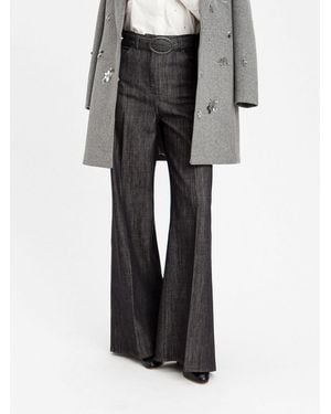 Twinset Vaqueros De Campana De Talle Alto En Denim Con Cinturón Ajustable - Negro