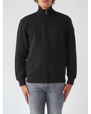 Colmar High Neck Full-Zip Cotton Blend Sweatshirt With Contrast Logo - Black