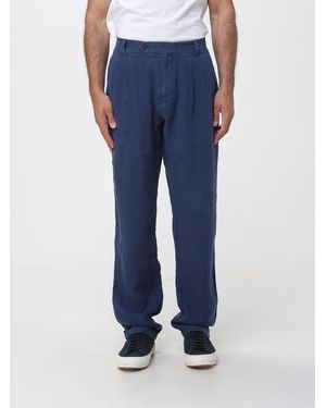 MC2 Saint Barth Linen Chino Trousers With Off-Center Closure - Blue