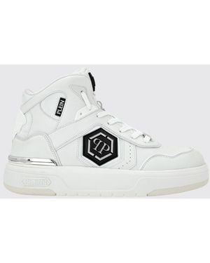 Philipp Plein Monogram Leather High-Top Trainers With Hexagon Logo - White