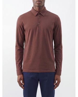 Zanone Long-Sleeved 100% Cotton Polo Shirt With Classic Collar - Purple