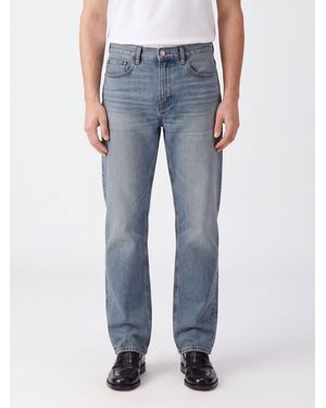 FRAME Vaqueros Rectos De De Algodón De Tiro Medio Con Cinco Bolsillos - Azul