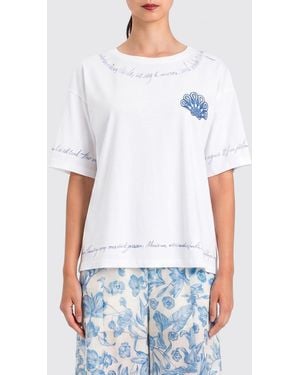 Twinset Cotton Blend T-Shirt With Slogan - White