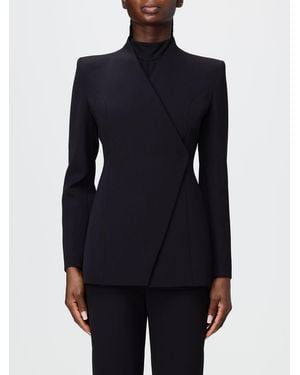Hanita Cropped Double-Breasted Blazer With Concealed Fastening - Blue