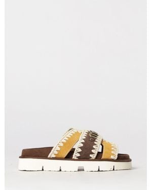 Mou Suede Sandal With Contrast Stitching - Metallic