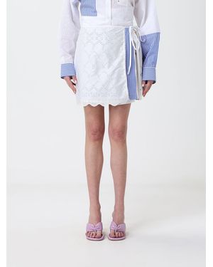 MSGM Cotton Poplin And Sangallo Mini Skirt - White