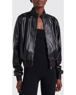 Gucci Nappa Leather Bomber Jacket With High Collar And Zip Closure - Black