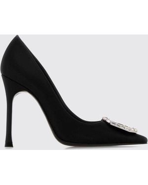 AMINA MUADDI Camelia Satin Court Shoes With Crystal Jewelled Buckle - Black