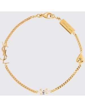 Saint Laurent Opyum Armband Aus Messing Mit Ysl-Monogramm Und Kristallen - Weiß