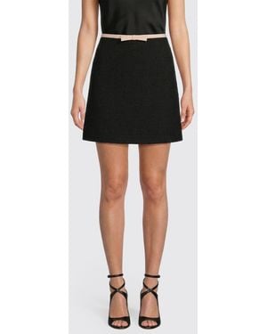 Valentino Virgin Wool Mini Skirt With Bow - Black
