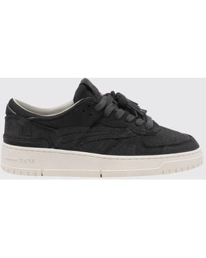 Date Suede Low-Top Sneakers With A Perforated Toe And Printed Logo - Black