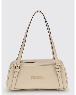 Versace Tag Leather Bag - Natural