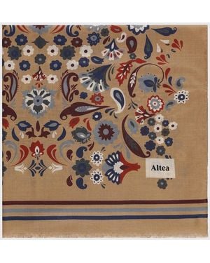 Altea Rechteckiger Schal Von Aus Woll-Seiden-Mischung Mit Paisley-Print - Mettallic
