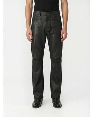 Purple Distressed Denim Straight Jeans - Black