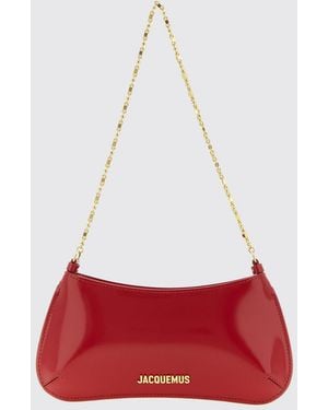 Jacquemus Le Petit Bisou Patent Leather Shoulder Bag With Chain Handle - Red