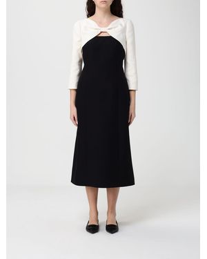Valentino Bicolour Virgin Wool And Silk Dress - Black