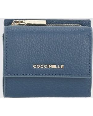 Coccinelle Grained Leather Metallic Soft Wallet - Blue