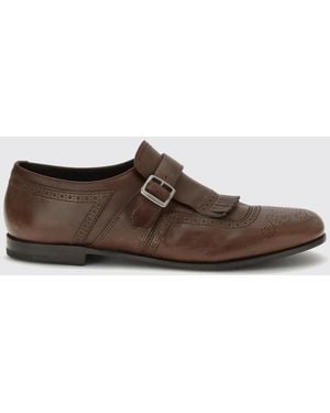 Church's Aged Leather Monk Strap With Brogue Motif - Brown