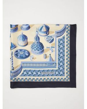 Ferragamo Renaissance Geometries Print Silk Scarf - Blue
