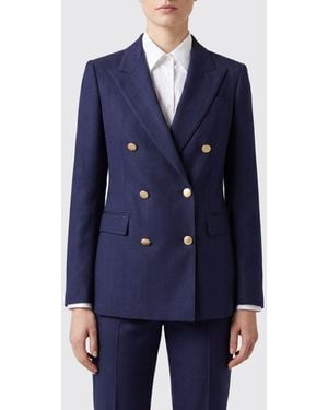 Tagliatore Double-Breasted Viscose Blend Blazer - Blue