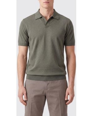 Altea Pierre Cotton Knit Polo Shirt With A Classic Collar And Short Sleeves - Green