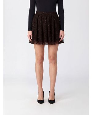 Twinset A-Line Lace Mini Skirt With Sequins And An Elasticated High Waist - Black