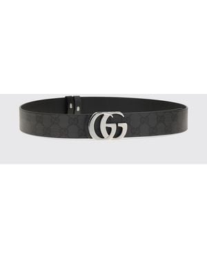 Gucci Gg Marmont Reversible Monogram Cotton Canvas Belt - White