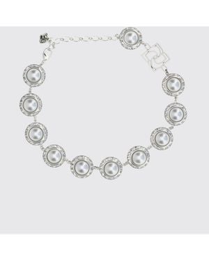 Magda Butrym Choker Necklace With Crystals And Faux Pearls - White