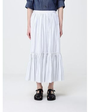 Jil Sander Striped Cotton Midi Skirt - White