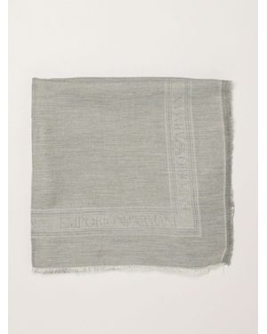 Emporio Armani Bufanda En Mezcla De Modal Y Viscosa Con Logo - Gris
