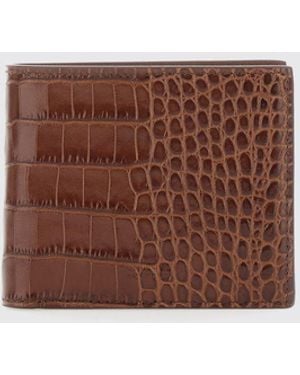 Tom Ford Crocodile Print Leather Wallet - Brown