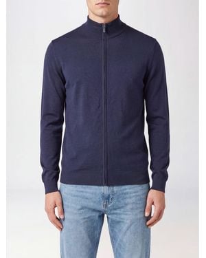 Rrd Slim-Fit-Strickjacke Mit Hohem Kragen Und Reißverschluss Aus Viskosemischung - Blau