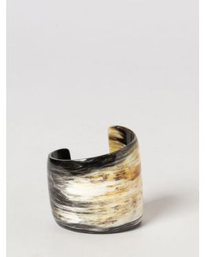 ALLUJEWELS Steifer Armreif Aus Horn Mit Asymmetrischem Zweifarbigem Design - Natur