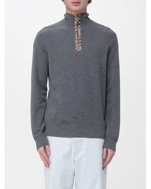 Burberry Wollstrickpullover Mit Karodetails - Blau