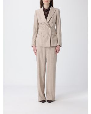 Tagliatore Double-Breasted Pinstripe Linen Suit - Natural