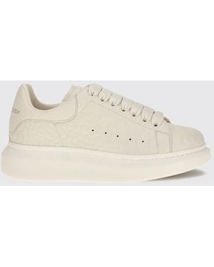 McQueen Oversize Embossed Leather Sneakers With Signature Chunky Sole - Natural