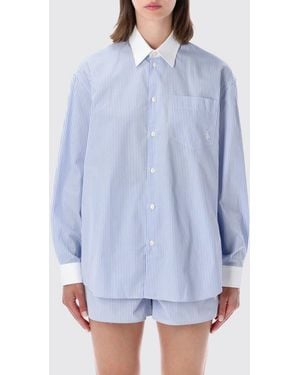 Sporty & Rich Sporty &Amp Rich Striped Cotton Shirt With Relaxed Fit And French Collar - Blue