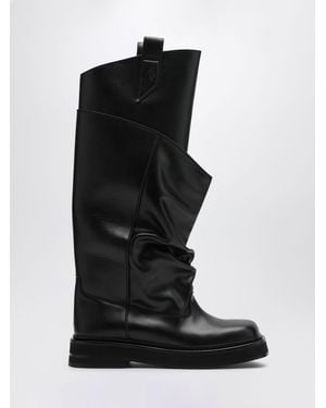 The Attico La Passeggiata Draped Leather Boots - Black