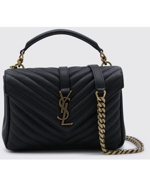 Saint Laurent University Chevron Quilted Leather Bag - Black