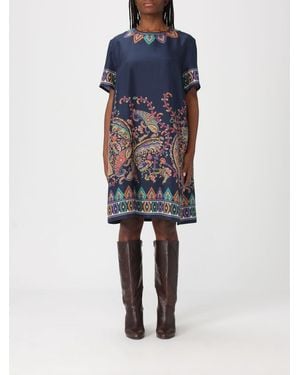 Etro Minivestidos De Seda Con Estampado Paisley - Azul