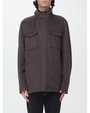 Herno Virgin Wool And Cashmere Shirt Jacket With Detachable Hood - Grey