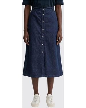 A.P.C. Falda Midi De De Algodón Orgánico - Azul